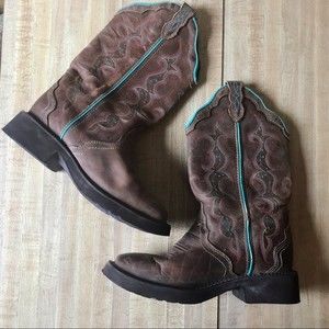 JUSTIN Boots Raya Gypsy Western Cowboy Brown Turquoise Leather